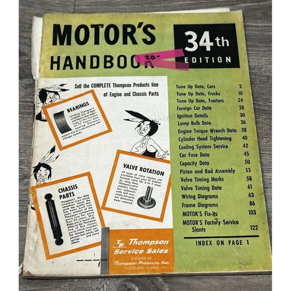 Motors Handbook 34th Edition Vintage Auto Repair Manual Paperback - Picture 1 of 5
